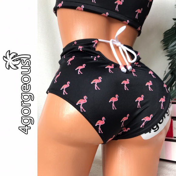 VS S PINK FLAMINGO BIKINI SET HIGH WAIST SUMMER - Picture 5 of 5